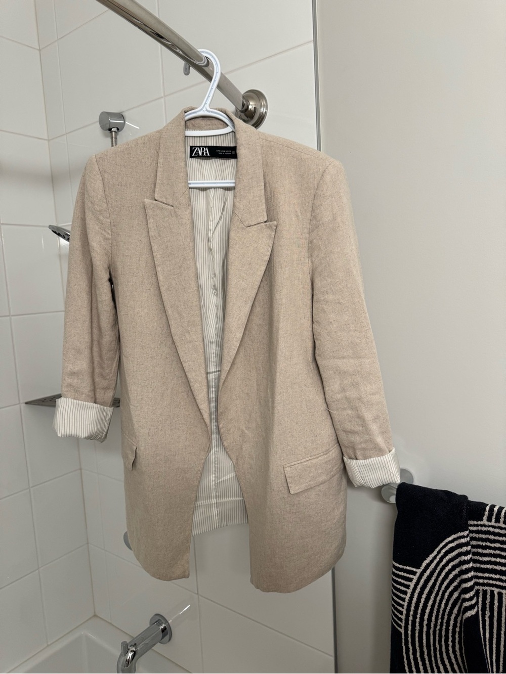 Beige Women’s Linen-Blend Blazer
